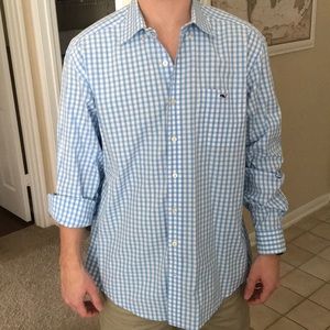 Vineyard Vines blue/white checker button down